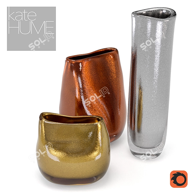 Elegant Metallic Amphore Vases 3D model image 2