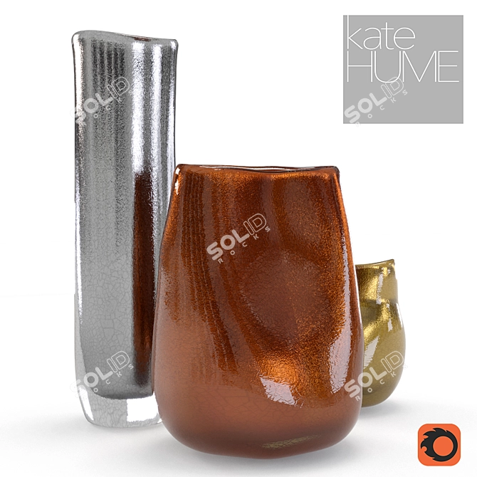 Elegant Metallic Amphore Vases 3D model image 3