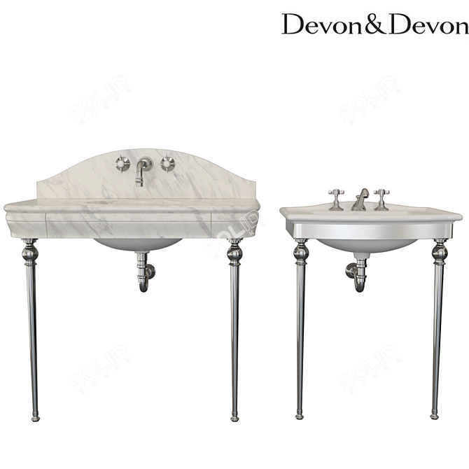 Elegant Devon&Devon Console & Tap Set 3D model image 1