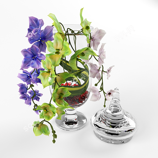 Elegant Orchid Vase 3D model image 2