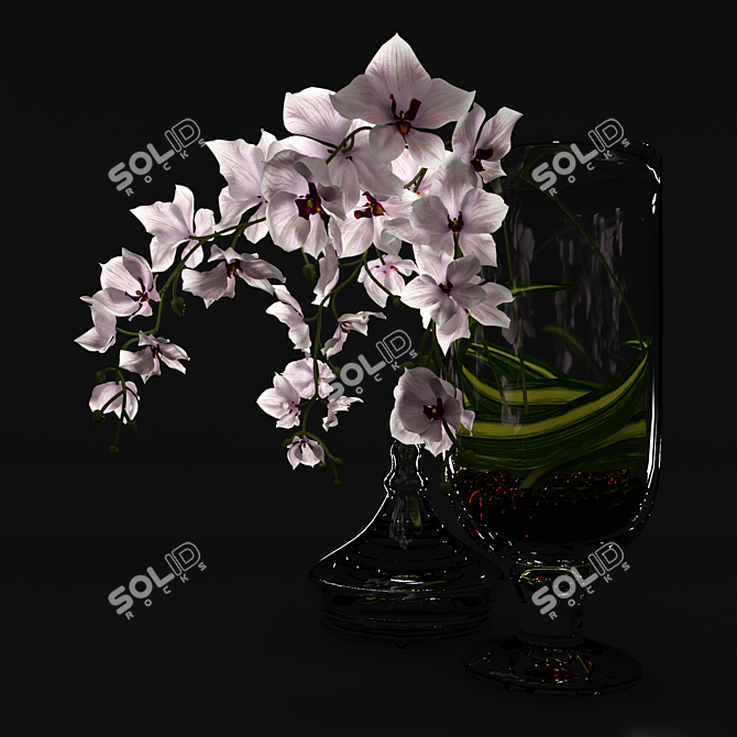 Elegant Orchid Vase 3D model image 3