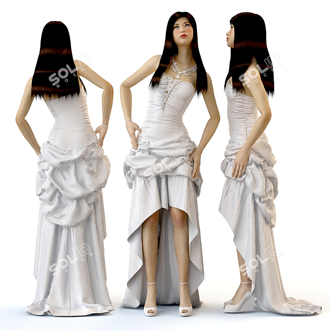 Pauline-inspired Wedding Evening Dress 3D model image 1