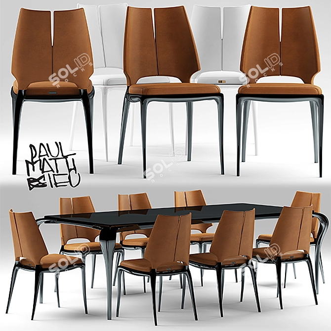 Elegant Paul Mathieu Table Set 3D model image 1