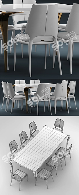 Elegant Paul Mathieu Table Set 3D model image 3