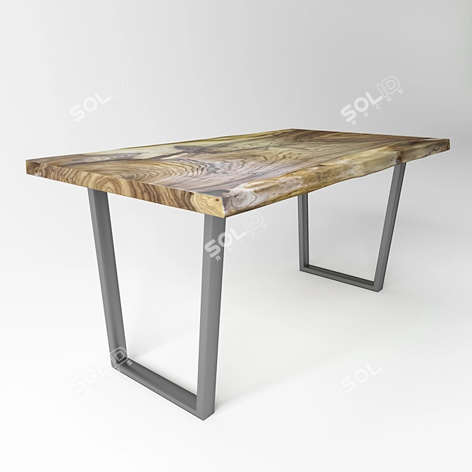 Rustic Edge Wood Table 3D model image 1