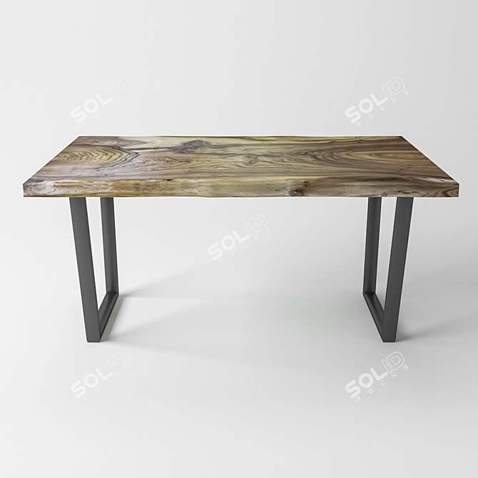 Rustic Edge Wood Table 3D model image 2