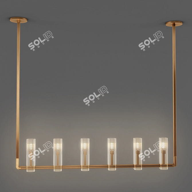 Handcrafted Brass Chamont Chandelier 3D model image 1