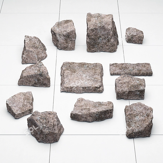 Stone Chip Collection - High-Quality 3D Textured Models 3D model image 1