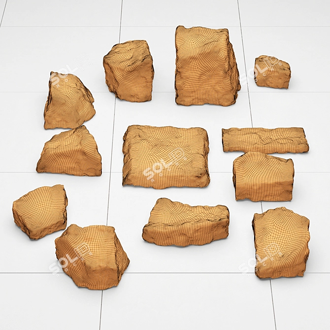 Stone Chip Collection - High-Quality 3D Textured Models 3D model image 3