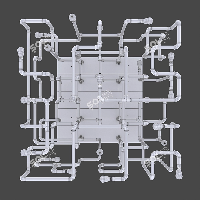 Copper Pipe Chandelier: Industrial Elegance 3D model image 3