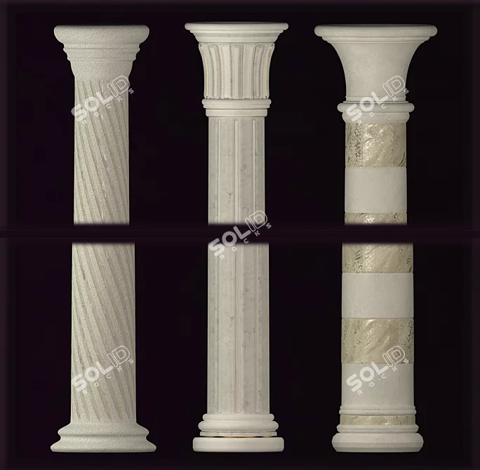 Elegant Decorative Columns: 3-Pack 3D model image 1