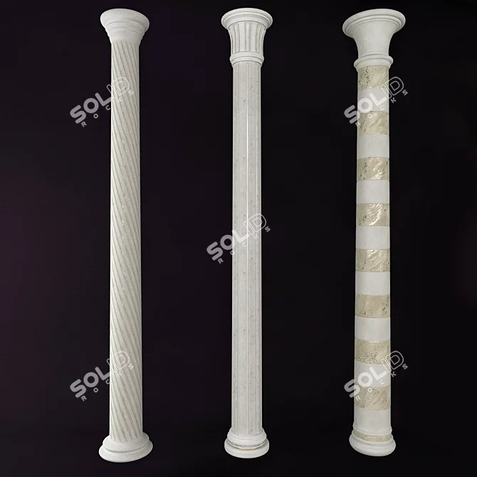 Elegant Decorative Columns: 3-Pack 3D model image 2