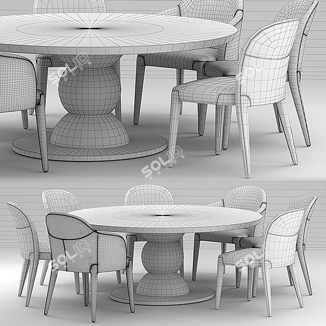 Fendi Audrey Chair: Elegant Table and Chairs Set 3D model image 3