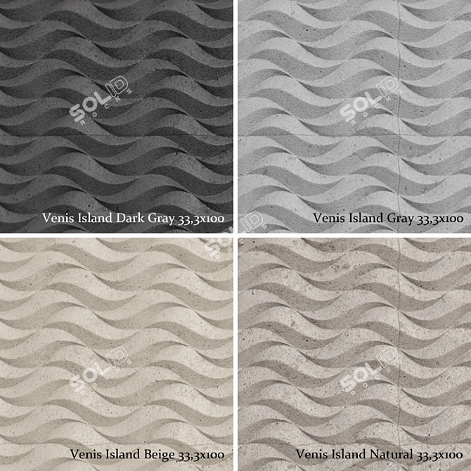 Venis Island 33,3x100: Versatile Smooth Finish Tiles 3D model image 2