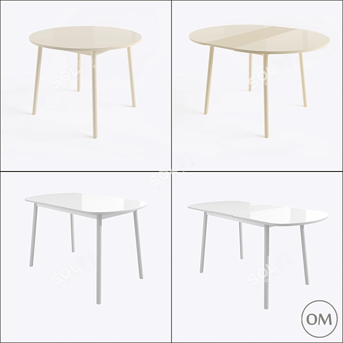 Round Expandable Table 3D model image 2