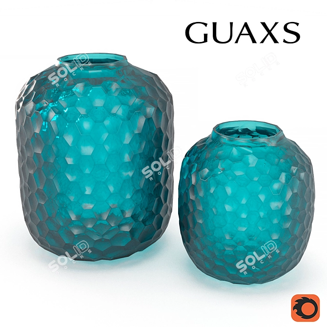 Title: Ocean Blue Bambola Glass Vase 3D model image 1