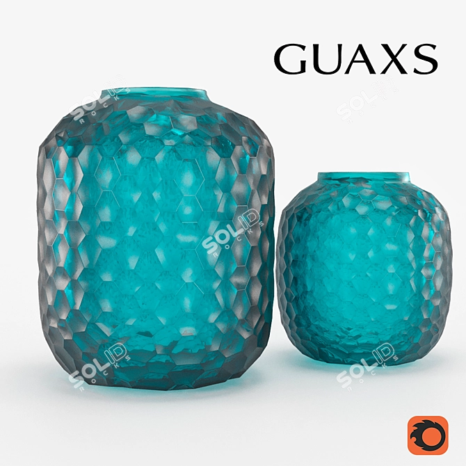 Title: Ocean Blue Bambola Glass Vase 3D model image 2