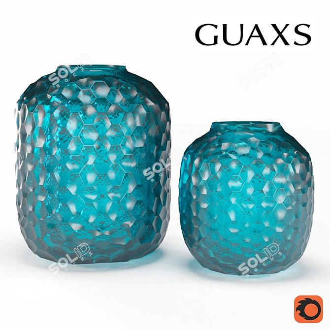 Title: Ocean Blue Bambola Glass Vase 3D model image 3