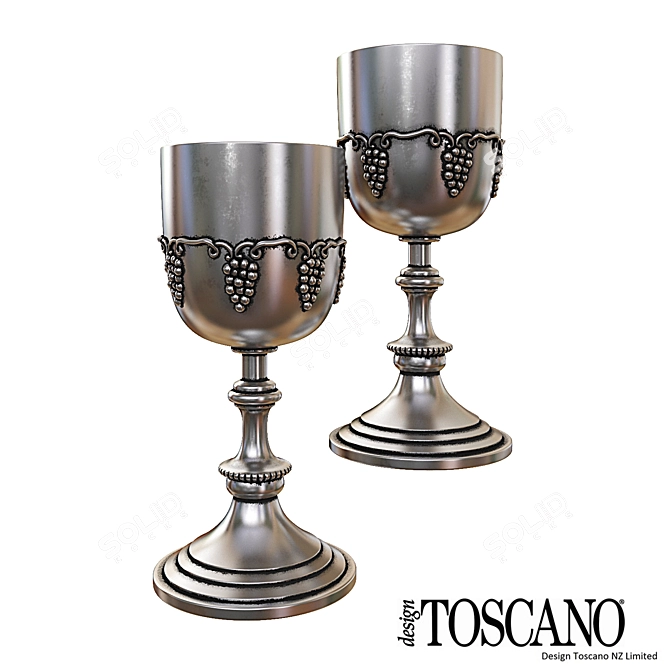 Elegant Victorian Wine Glasses 3D model image 1