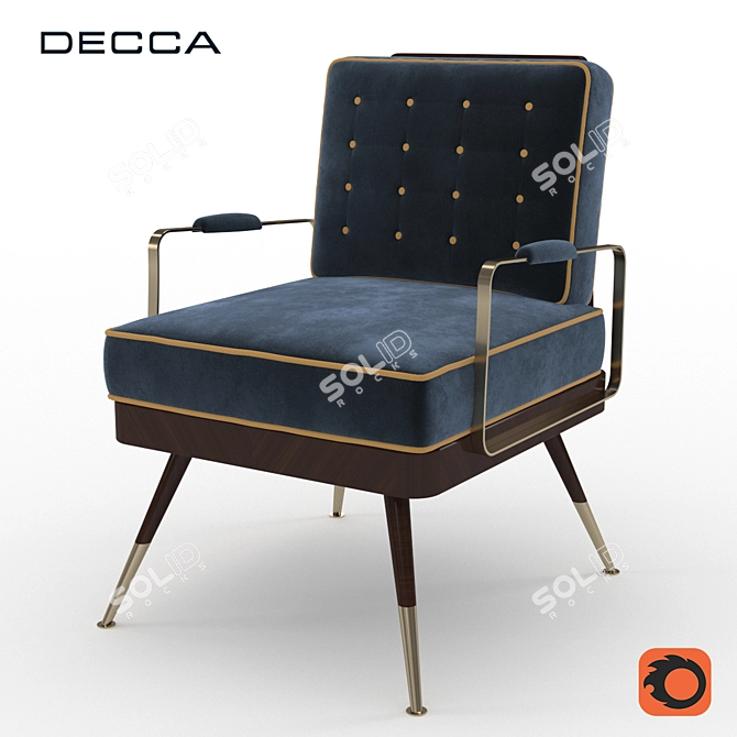 Elegant Decca Armchair | W600xD650xH810 3D model image 1