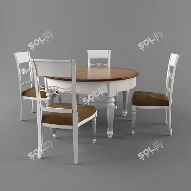 IMPERO 140: Solid Wood Dining Table 3D model image 1