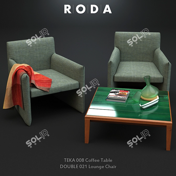 Roda Double Lounge & Teka Coffee Table 3D model image 1