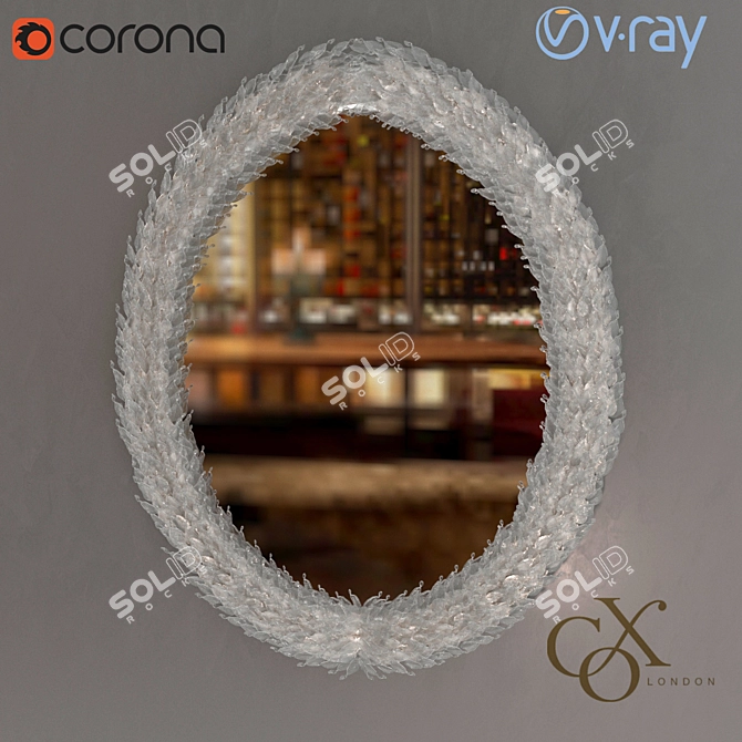 Elegant Venetian Leaf Mirror 3D model image 1