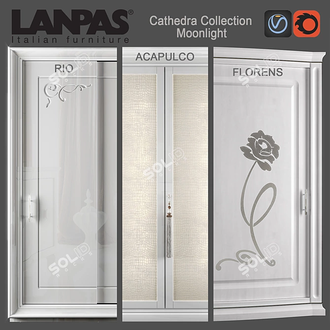 Elegant Lanpas Cathedra Cabinets 3D model image 1