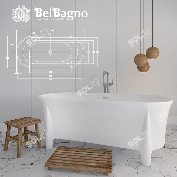Luxury Bath BelBagno | 170x80x62 cm 3D model image 1
