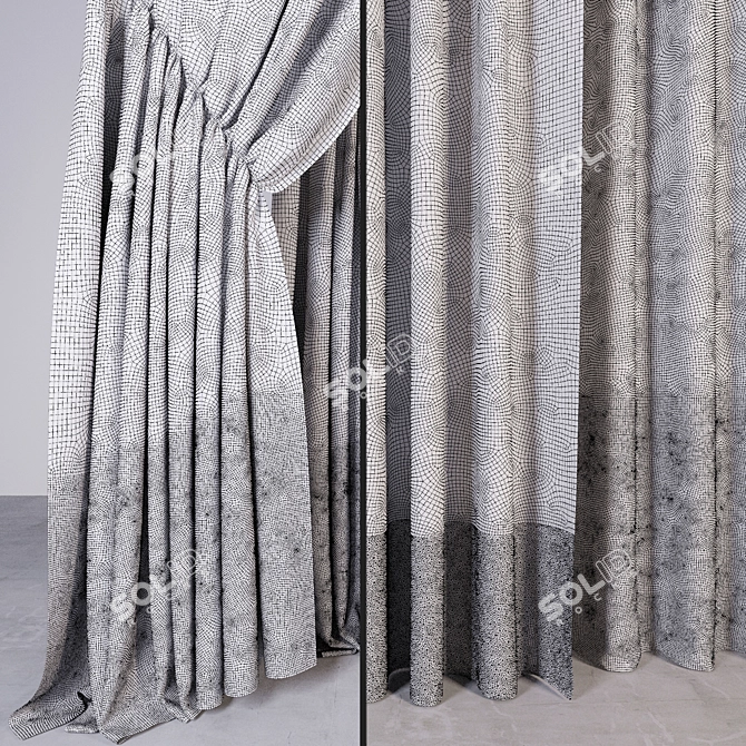 Luxury Curtain Set: High-poly, 4 Types 3D model image 3