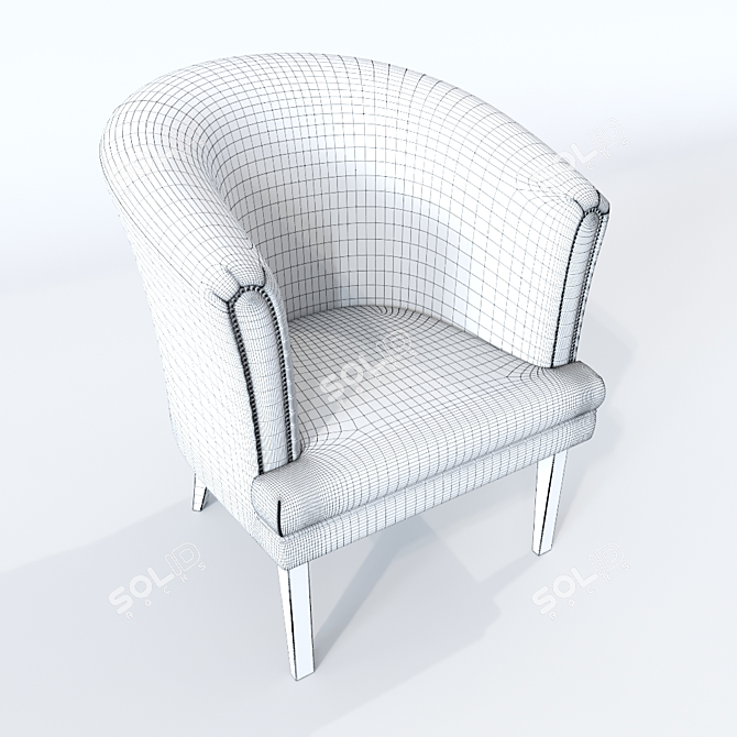 Cannella Armchair: Stylish Wood and Leather Design 3D model image 3