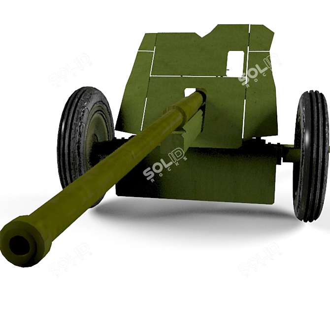 WWII M-42 Gun 3D model image 1