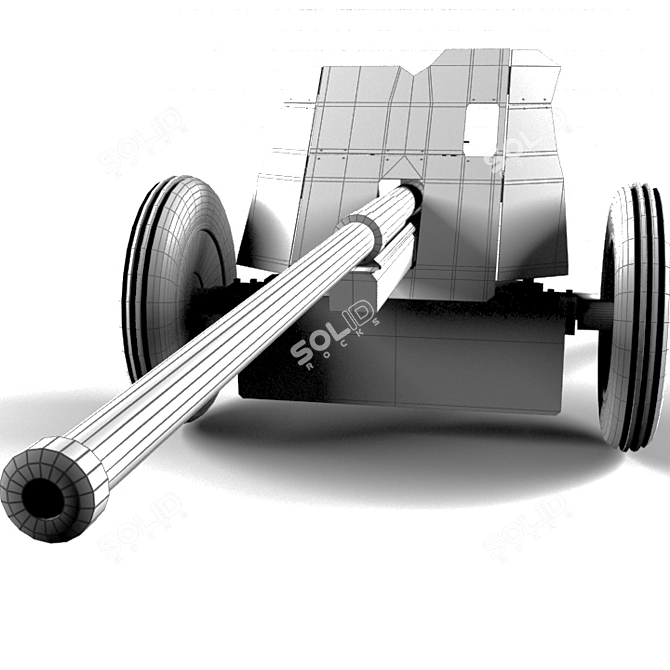 WWII M-42 Gun 3D model image 2