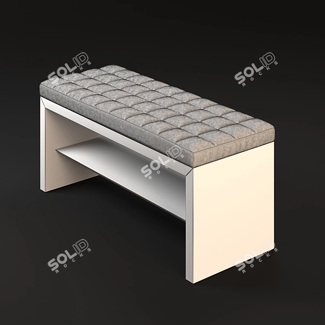 Stylish Leather Top Moon Bench 3D model image 2