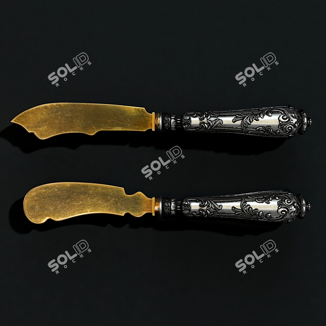 Vintage Victorian Dinnerware Knife 3D model image 1