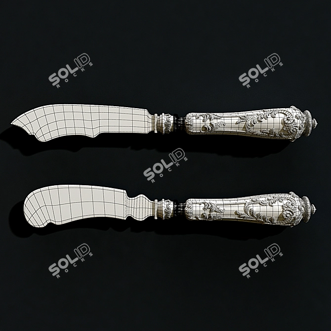 Vintage Victorian Dinnerware Knife 3D model image 2