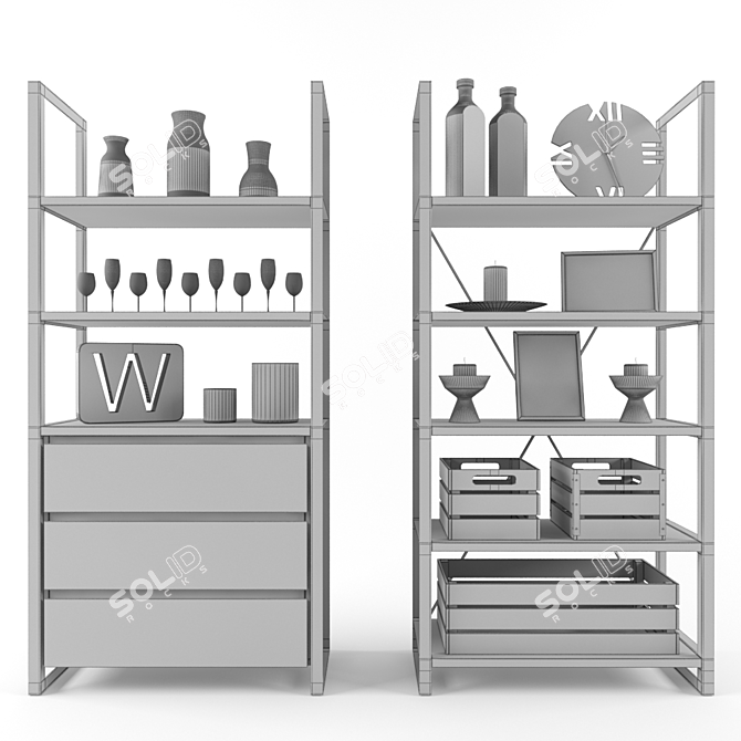 Elegant Cambridge Woodwerk Set 3D model image 3