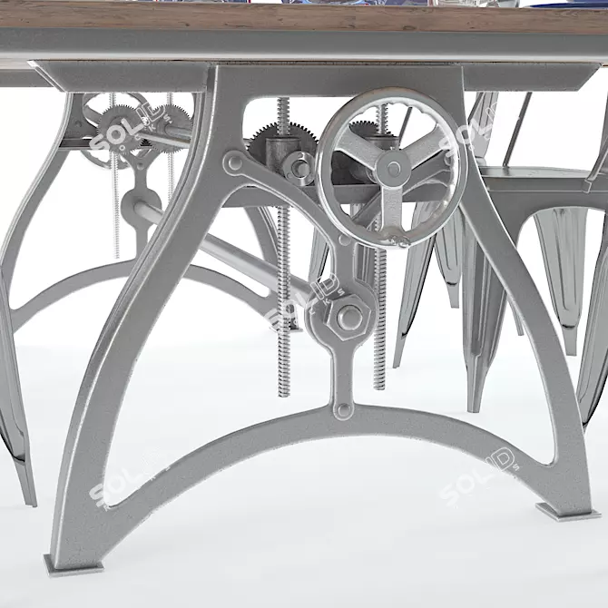 Industrial Iron Dining Set 3D model image 2