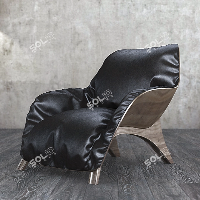 High-Quality Designer Leather Armchair 3D model image 1