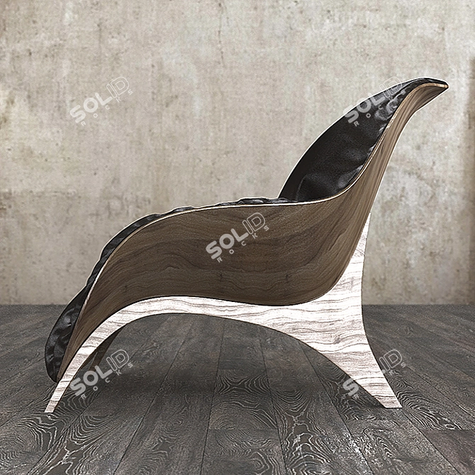 High-Quality Designer Leather Armchair 3D model image 2