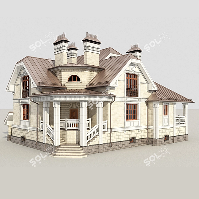 Modern Borviha House: 3D Model 3D model image 2