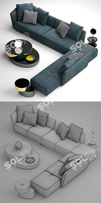 Stylish Minotti Seymour Lounge Sofa 3D model image 3
