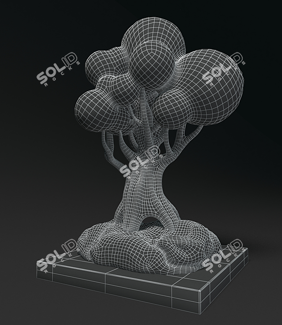 Whimsical Cartoon Tree Sculpture 3D model image 3