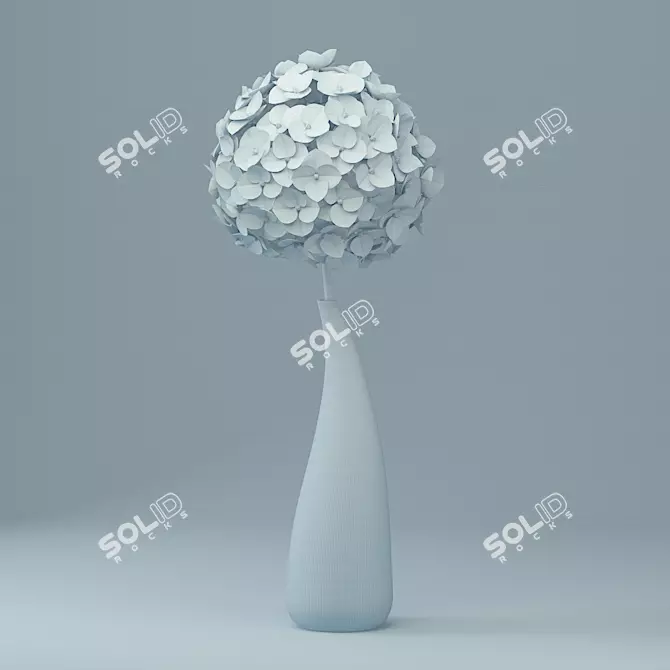 Elegant Hydrangea Vase Arrangement 3D model image 2