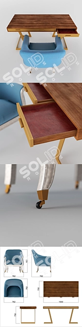 Elegant Chichester Chair & Onegin Desk Set 3D model image 2