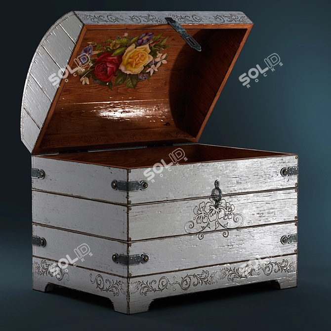 Vintage White Floral Chest 3D model image 1