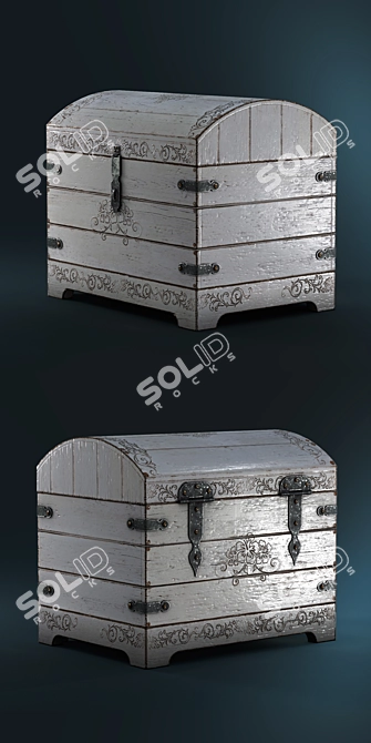 Vintage White Floral Chest 3D model image 2