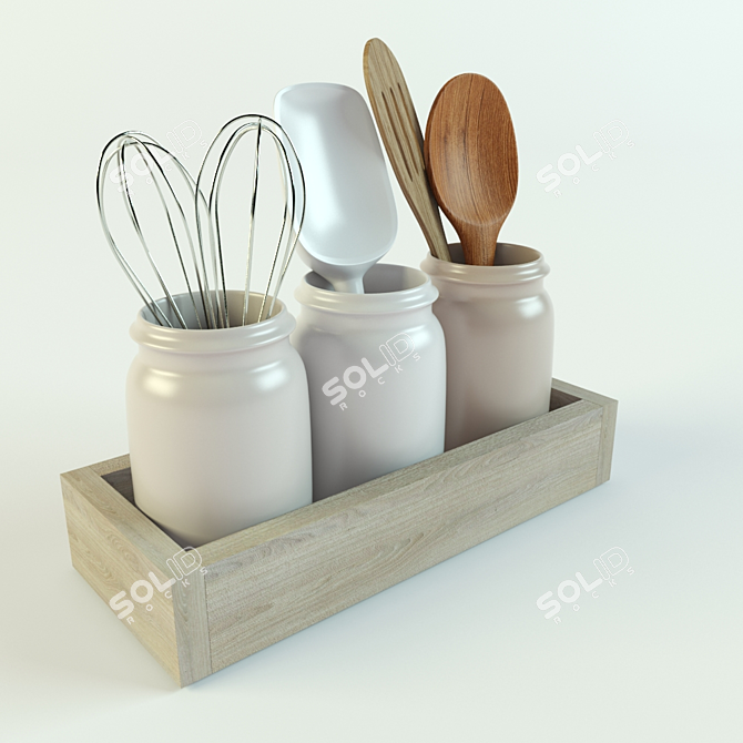 Customizable Kitchen Utensil Holder 3D model image 1