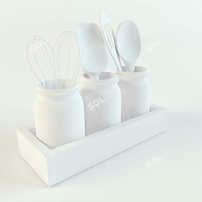 Customizable Kitchen Utensil Holder 3D model image 2