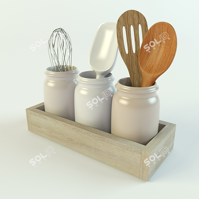 Customizable Kitchen Utensil Holder 3D model image 3